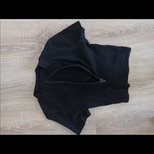 Solid Half Placket Rib-knit Top